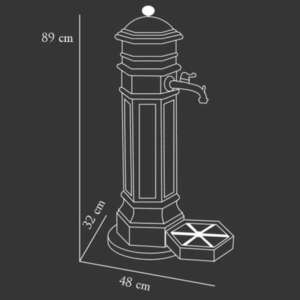 PISA KERTI KÚT 26/05 - KALAPÁCSLAKK ARANY - alumínium öntvényből saját gyártású kerti állókút 1/2 colos réz kerti-csappal - 89 cm x 32 cm x 48 cm - kép