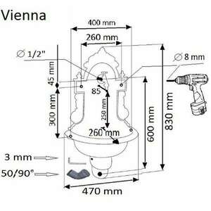 VIENNA FALIKÚT 23/09 - MÁRVÁNY - alumínium öntvényből saját gyártású kerti díszkút 1/2 colos réz kerti-csappal - 83 cm x 47 cm x 26 cm - kép