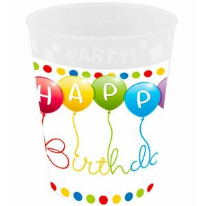 Happy Birthday Streamers micro prémium műanyag pohár 250 ml kép