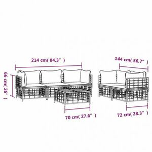 vidaXL 6-részes antracitszürke polyrattan kerti ülőgarnitúra párnákkal kép