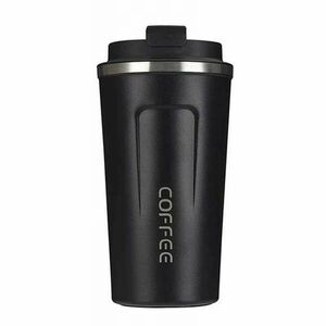 Thermos Bögre Coffee Welora®, Űrtartalom 510 ml, Kávéhoz vagy más italokhoz, Rozsdamentes acél, Hordozható, Dupla falú, Modern design, Prémium minőségű, Fekete kép