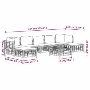 vidaXL 8-részes antracitszürke polyrattan kerti ülőgarnitúra párnákkal kép