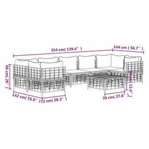 vidaXL 8-részes antracitszürke polyrattan kerti ülőgarnitúra párnákkal kép