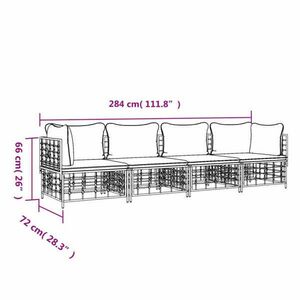 vidaXL 4-részes antracitszürke polyrattan kerti ülőgarnitúra párnákkal kép