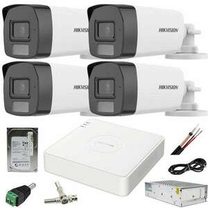 CCTV rendszer: Hikvision, 4 kamera: 2MP Dual Light IR, 40m WL, 40m DVR, 4MP, AcuSense tartozékokkal, 500GB HDD kép