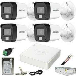 CCTV rendszer: Hikvision, 4 kamera: 5MP Dual Light WL, 20m IR, 25m DVR, 4MP AcuSense tartozékokkal, 500GB HDD kép