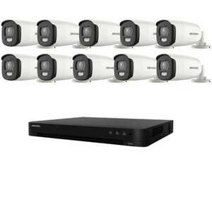 Hikvision Surveillance System 10 kamera 5MP ColorVu színes éjszakai 40m DVR 16 csatornával 8MP kép