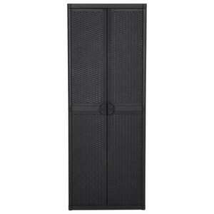 Fekete pp rattan kerti tárolószekrény 65 x 45 x 172 cm kép