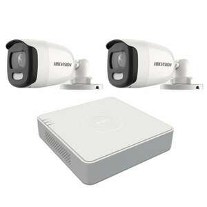 CCTV rendszer Hikvision 2 kamerák 5MP ColorVU, 2.8mm, fehér fény 20m, DVR 4 csatornák kép