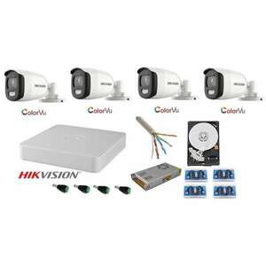 Hikvision CCTV rendszer: 4 db 5 MP-es Ultra HD színes JE kamera teljes munkaidőben (éjszaka színes) tartozékokkal kép