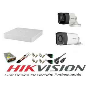 Videó felügyeleti rendszer Hikvision 2 kamerák 5MP Turbo HD, IR80m és IR40m, 4 csatornás Hikvision DVR, teljes tartozékok kép