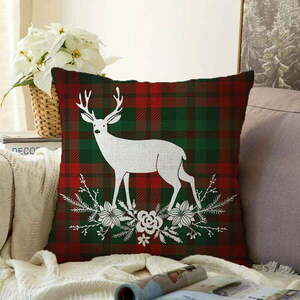 Tartan Merry Christmas karácsonyi zsenília párnahuzat, 55 x 55 cm - Minimalist Cushion Covers kép