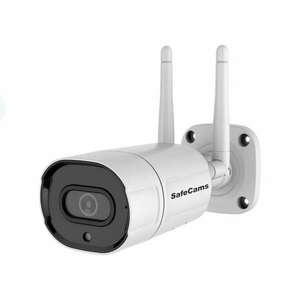 SafeCams 5mp Full HD megfigyelő kamera, vandálbiztos, beltéri/kültéri, riasztás, mozgásérzékelés, mesterséges intelligencia, kétirányú hang, éjszakai látás, gyors telepítés, felhőmentés és kártya akár 128G, fém ház, fehér színű kép