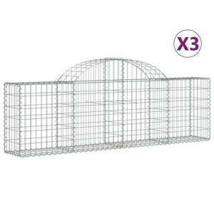 3 db íves horganyzott vas gabion kosár 200x30x60/80 cm kép