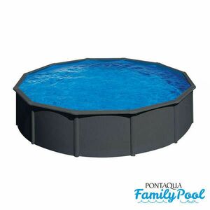 Pontaqua Family Pool kerek 4, 6x1, 2 antracit, 0, 4mm PVC fólia, 2 gégecső, szkimmerrel, befúvóval kép