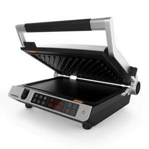 Gastroback elektromos grill, BBQ Advanced Control, 2 főzőfelület 34 x 24 cm, kivehető tapadásmentes lapok, állítható hőmérséklet, időzítő, hangjelzés, hőmérő szondával, ezüst kép