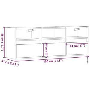 vidaXL fehér falra szerelhető TV-szekrény LED-lámpákkal 130x31x45 cm kép