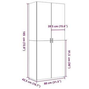 vidaXL szürke sonoma szerelt fa magasszekrény 80 x 42, 5 x 185 cm kép