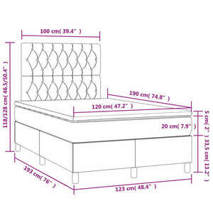 vidaXL kék szövet rugós és LED-es ágy matraccal 120x190 cm kép