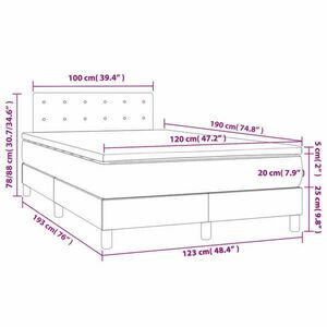 vidaXL sötétszürke szövet rugós és LED-es ágy matraccal 120x190 cm kép