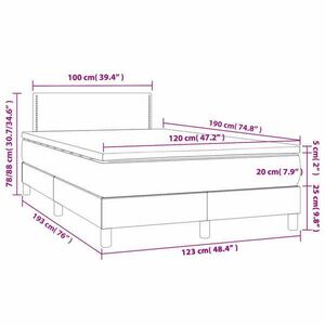 vidaXL kék szövet rugós és LED-es ágy matraccal 120x190 cm kép