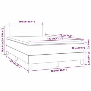 vidaXL sötétszürke szövet rugós és LED-es ágy matraccal 120x190 cm kép