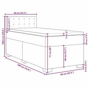 vidaXL fekete bársony rugós ágy matraccal 90x190 cm kép