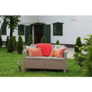 ALLIBERT CORFU LOVE SEAT MŰRATTAN KERTI 2 ÜLÉSES KANAPÉ - Cappuccino, Homok kép