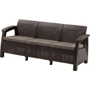 ALLIBERT CORFU LOVE SEAT MŰRATTAN KERTI 3 ÜLÉSES KANAPÉ - Sötétbarna, Szürkésbarna kép