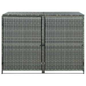 Antracit polyrattan dupla tároló gurulós kukához 148x77x111 cm kép