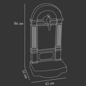 FIRENZE ÁLLÓ FALIKÚT 25/03 - FEKETE - alumínium öntvényből saját gyártású kerti díszkút 3/4 colos réz kerti-csappal - 86 cm x 42 cm x 32 cm - kép