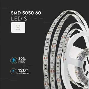 V-TAC LED SZALAG SMD5050 60LED/M 9W/M 12V IP20 hideg fehér 6400K - 2126 kép