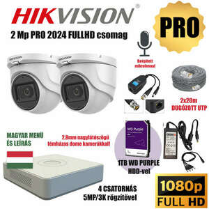 Hikvision 2MP PRO 2 Kamerás Szereld Magad TurboHD Csomag RJ45 balunnal és készre szerelt UTP kábellel kép