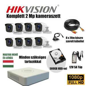 Hiwatch Szereld Magad TurboHD Csomag Hikvision DVR-rel 8 kamerás 2Mp 2.8mm 20m IR 8x20m készre szerelt kábellel kép