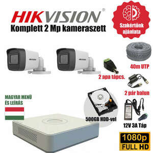 Hikvision 2MP Base TurboHD prémium kamera rendszer 2db kamerával és 500GB HDD-vel kép