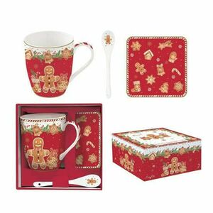 R2S.1045FANG Porcelánbögre 350ml porcelánkanállal, parafa poháralátéttel, dobozban, Fancy Gingerbread kép