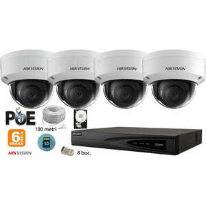 Komplett Hikvision IP analóg kamera rendszer 4 beltéri kamera 6MP (3K), SD-kártya, IR 30m kép