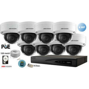 Komplett Hikvision IP analóg kamera rendszer IP Hikvision 8 kamerák 4M (2K), SD-kártya, IR 30m kép