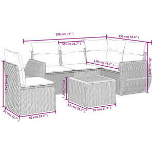 vidaXL 6 részes szürke polyrattan kerti ülőgarnitúra párnákkal kép