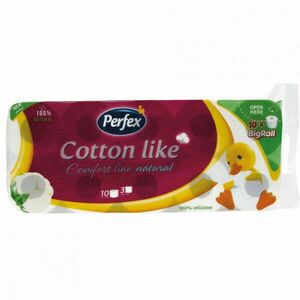 Toalettpapír 3 rétegű kistekercses 10 tekercs/csomag Cotton Line Comfort Line Natural Boni Perfex natúr kép