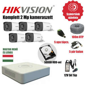 Hikvision 2MP TurboHD prémium kamera rendszer 5db kamerával és 500GB HDD-vel kép