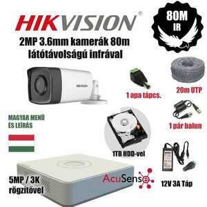 Hikvision 2MP HAWKEYE 80M látótávolságú ACUSENSE TurboHD prémium kamera rendszer 1db kamerával és 1TB HDD-vel kép