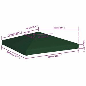 vidaXL zöld pavilon tetőponyva 310 g/m², 3 x 3 m kép