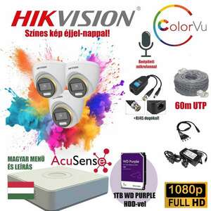 Hikvision 2MP ColorVU 3 Kamerás Szereld Magad TurboHD Csomag RJ45 balunnal kép