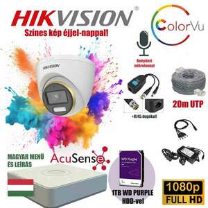 Hikvision 2MP ColorVU 1 Kamerás Szereld Magad TurboHD Csomag RJ45 balunnal kép