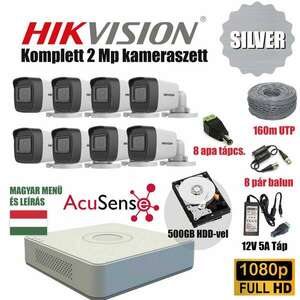 Hikvision 2MP SILVER ACUSENSE TurboHD prémium kamera rendszer 8db kamerával és 500GB HDD-vel kép