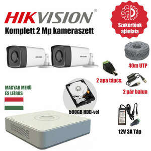 Hikvision 2MP TurboHD prémium kamera rendszer 2db kamerával és 500GB HDD-vel kép