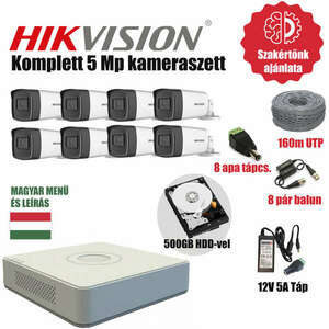 Hikvision 5MP TurboHD prémium kamera rendszer 8db kamerával és 500GB HDD-vel kép