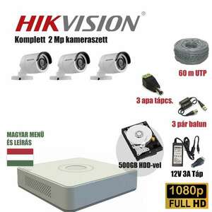 Hikvision 2MP TurboHD starter kamera rendszer 3db kamerával és 500GB HDD-vel kép