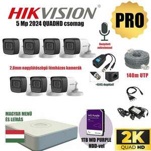 Hikvision 5Mp PRO Szereld Magad Csomag 5 kamerával és RJ45 balunnal! kép